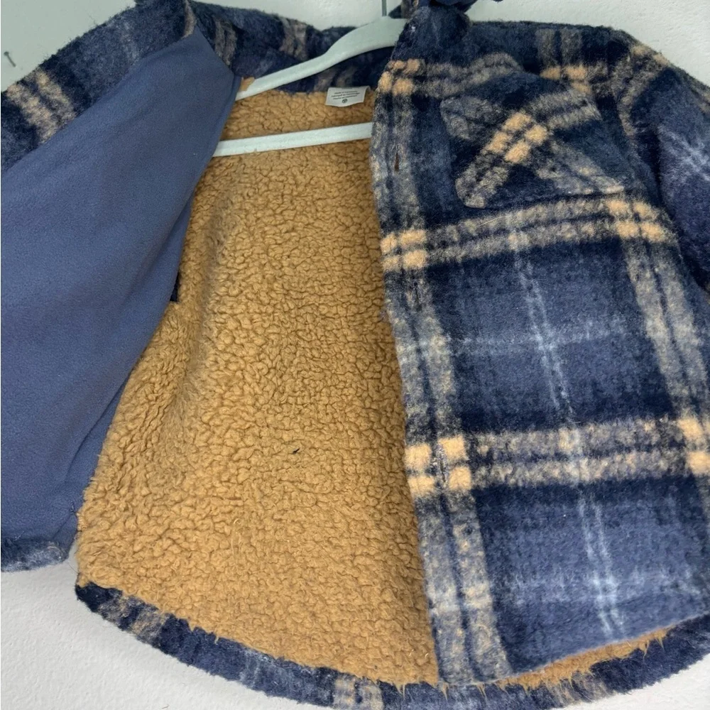 CARTERS SHERPA PLAID BUTTON UP BABY BOYS COAT SZ 18 MONTHS